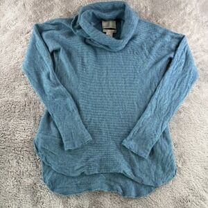 Cynthia Rowley Womens Small 100% 2-Ply Cashmere Cowl Neck Sweater Blue Teal